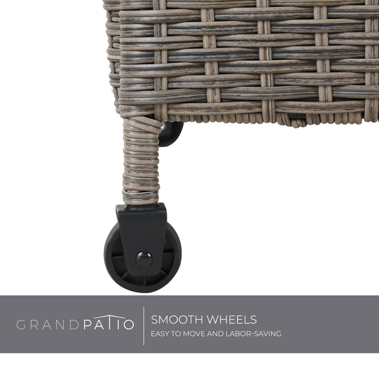 Grand Patio 170 Gallons Wicker Deck Box with Wheels
