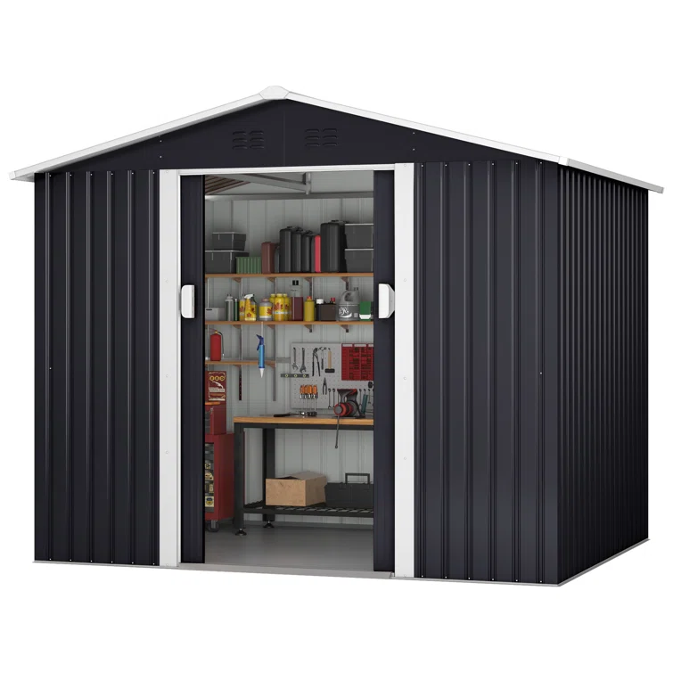 10 ft. W x 8 ft. D Metal Garage Shed