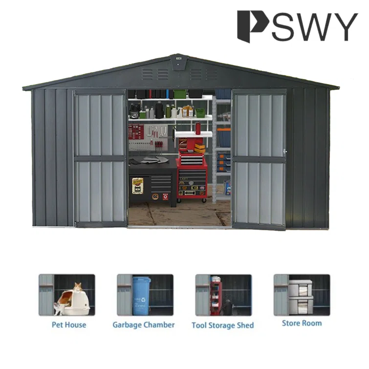 11 ft. W x 12 ft. 5 in. D Metal Storage Shed