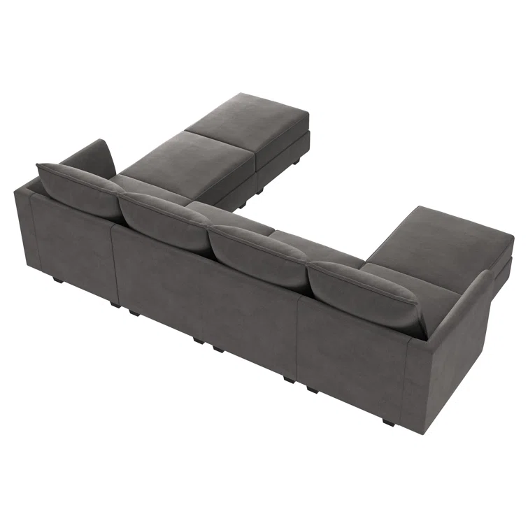 Tremee U Shaped Velvet Modular Sectional Couch for Living Room