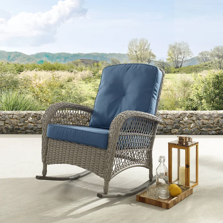 Baecher Wicker / Rattan 2 - Person Outdoor Rocking Seating Group with Cushions