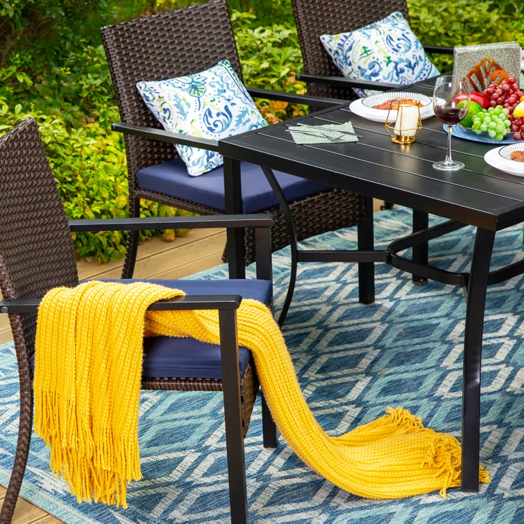 Alyah 6 - Person Rectangular Outdoor Dining Set with Cushions