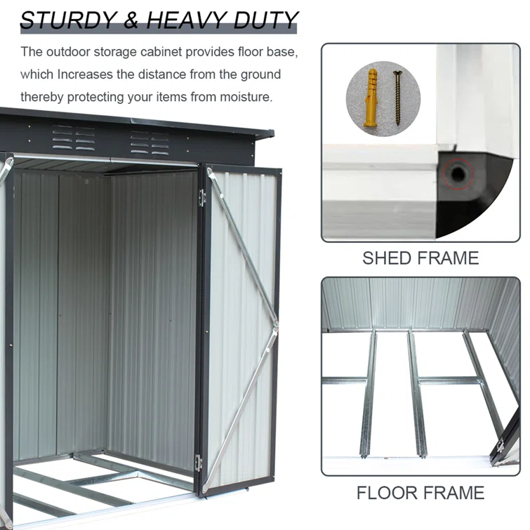 6 ft. W x 4 ft. D Metal Vertical Storage Shed