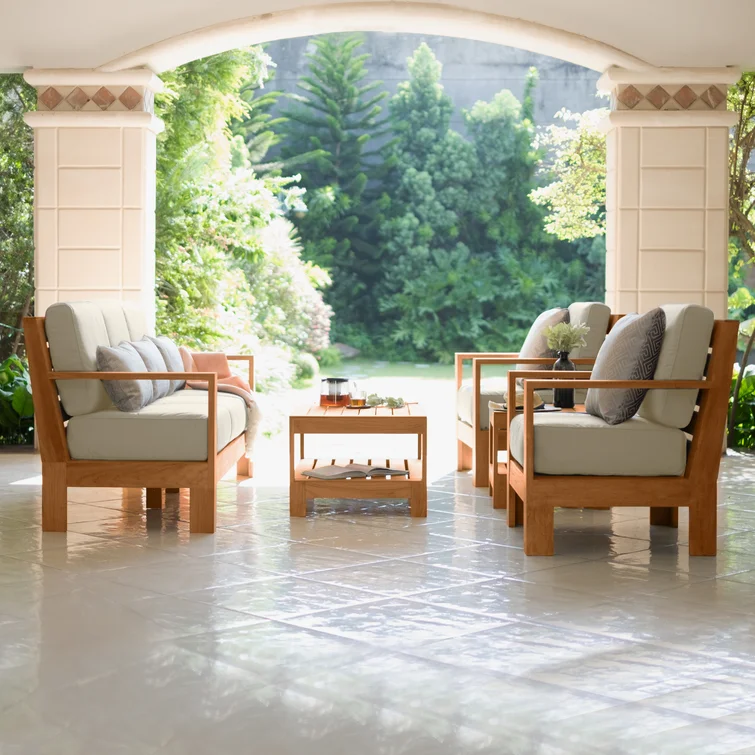 Bogota 5 - Person Teak Seating Group with Sunbrella Cushions