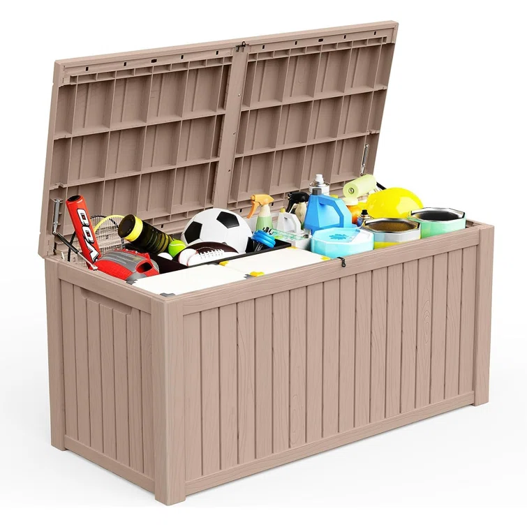 LeHom 61'' W 180 Gallons Water Resistant Resin Lockable Deck Box