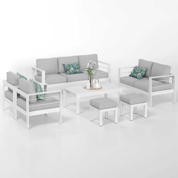 Stumbaugh 9 - Person Aluminum Sofa Seating Group with Cushions