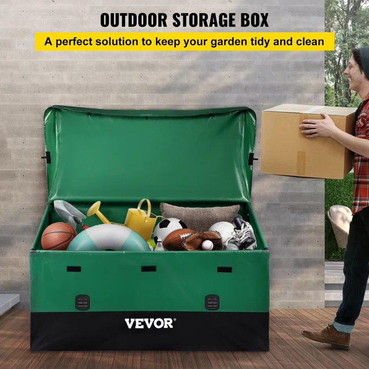 VEVOR 57.9'' W 230 Gallons Water Resistant Polyethylene Plastic Deck Box in Green/Black