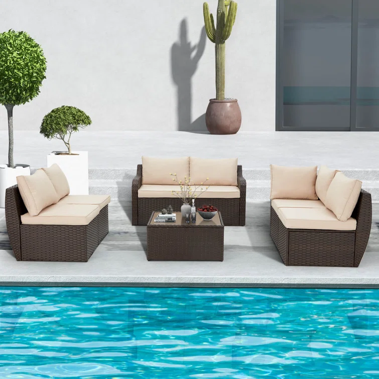 Birte 6 - Person Outdoor Seating Group with Cushions