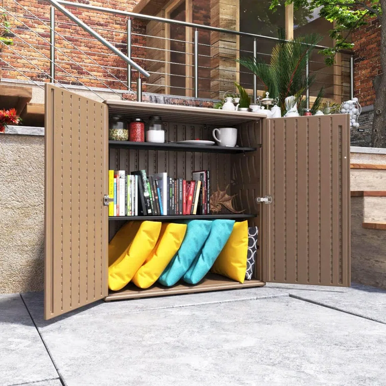 Arts Box Trading 14.96 W 60 Storage Cabinet with Doors and Shelves, 60 Gallon Indoor & Outdoor Deck Box