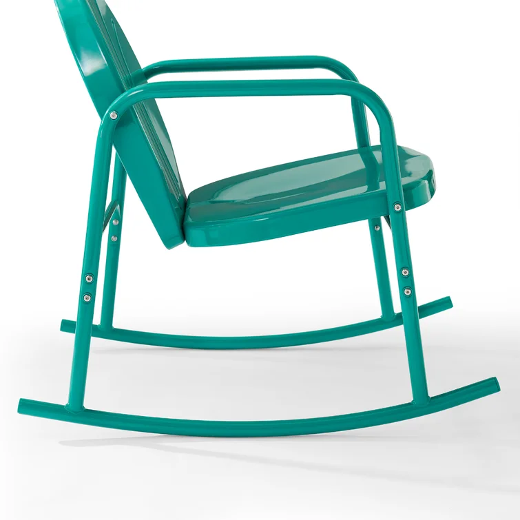 Burley 3 Pieces of Outdoor Rocking Chair Set Turquoise Gloss - Side Table & 2 Rocking Chairs