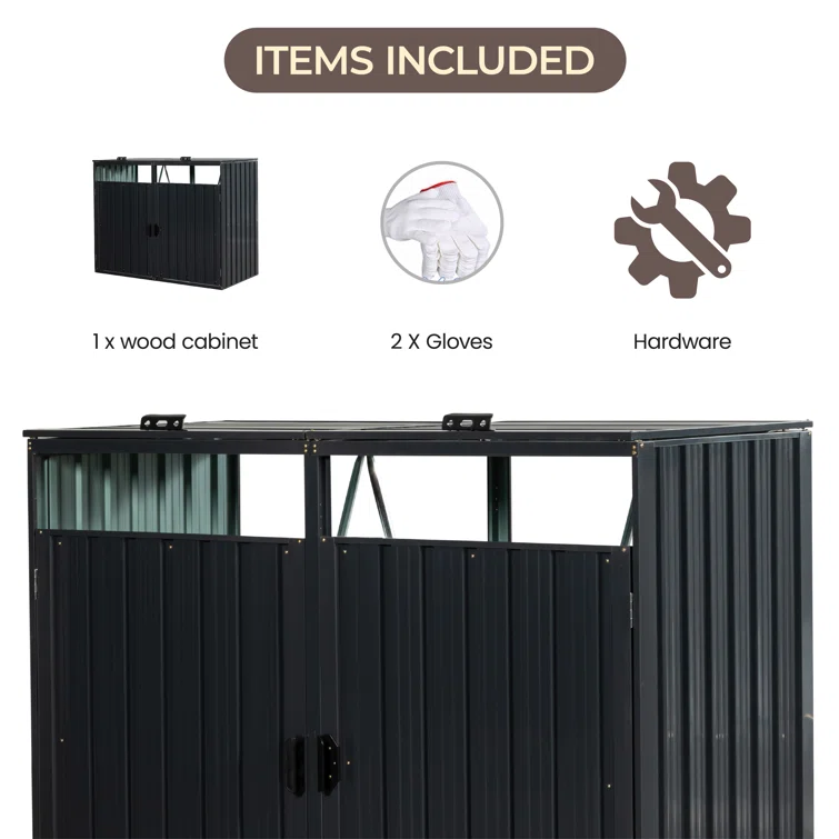 5 ft. W x 3 ft. D Stainless Steel Horizontal Garbage Shed
