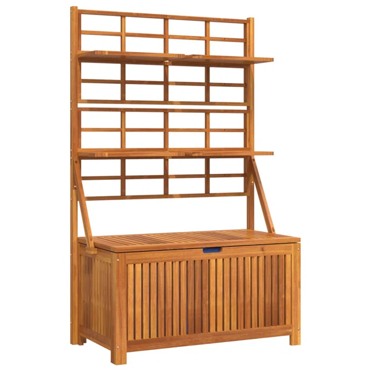 VidaXL 39'' W Water Resistant Acacia Wood Acacia Deck Box in Anthracite