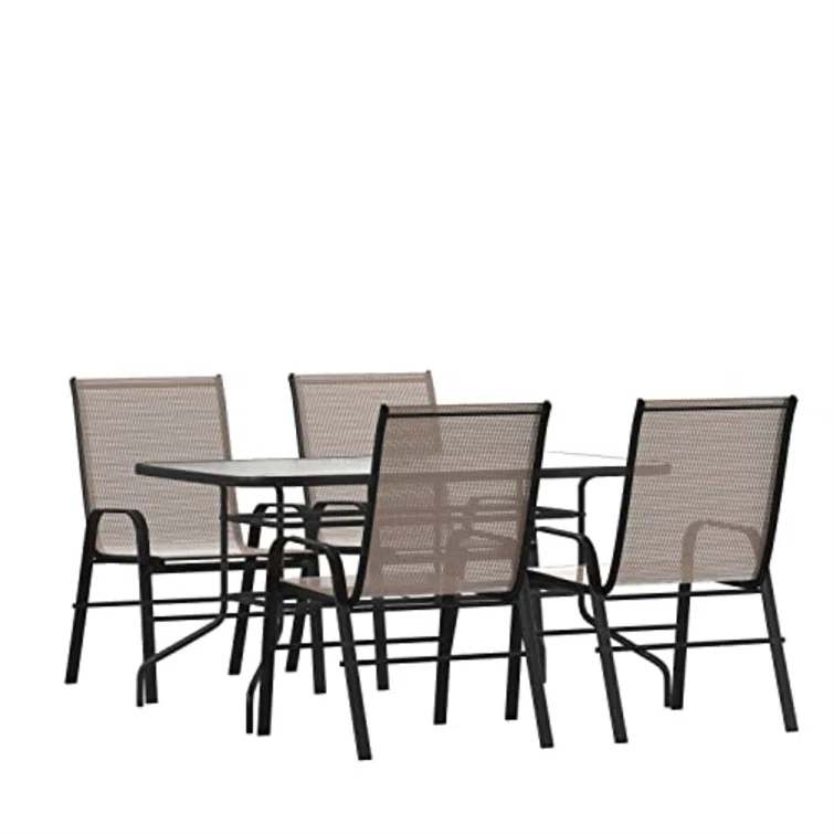 Elgin Rippled Glass Patio Table Set
