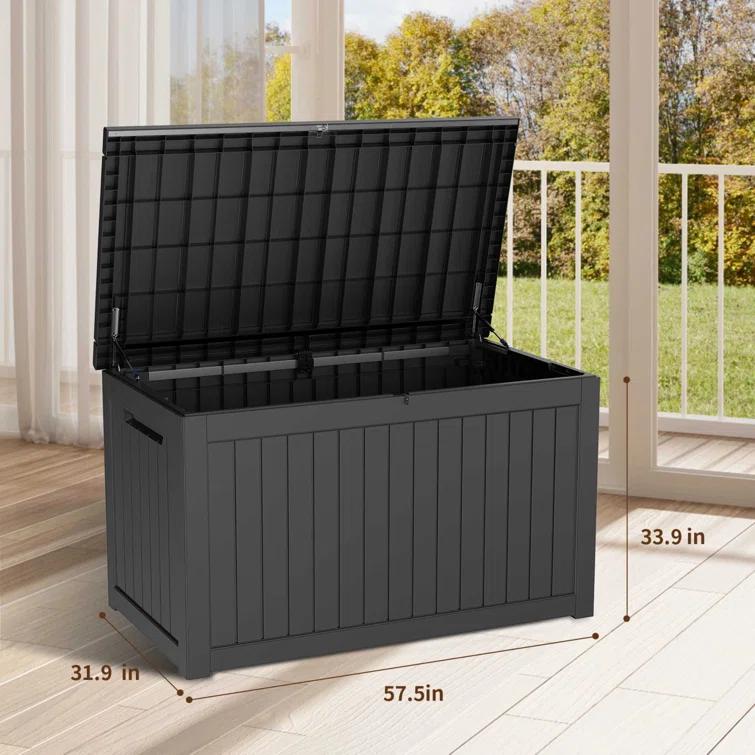 Cypress Backyard 57.5'' W 230 Gallons Water Resistant Polyester Lockable Deck Box in Black
