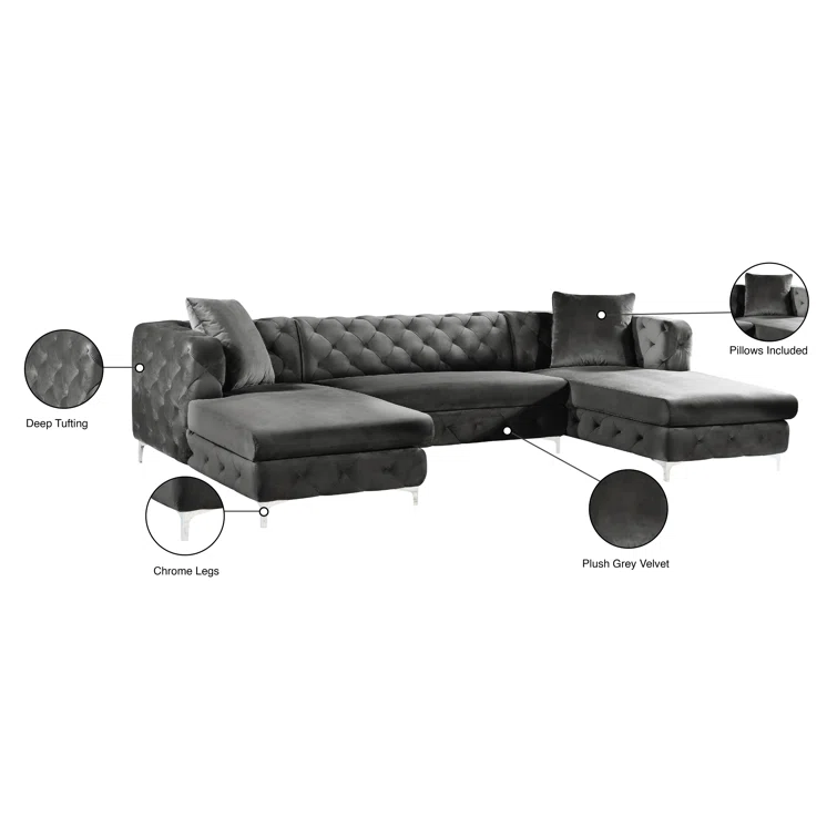 Miranda 3 - Piece Velvet Sectional