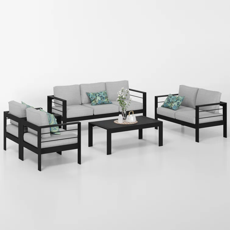 Brandtley Metal 7-Person Sofa Seating Group with Cushions