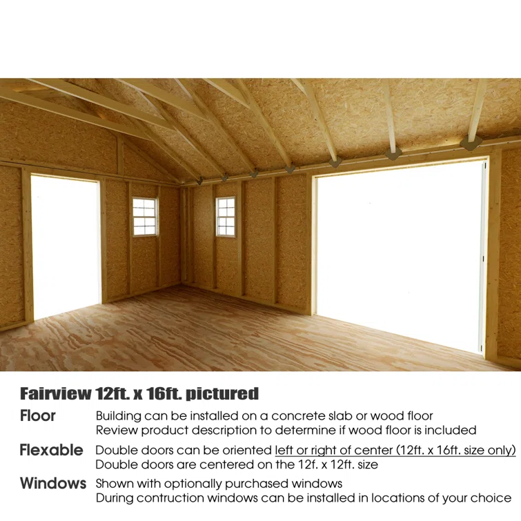 Fairview 12 ft. W x 12 ft. D Solid Wood Storage Shed