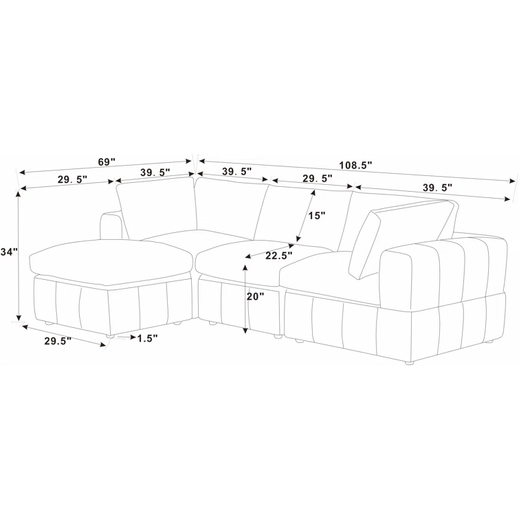 Atianna 4 - Piece Corduroy Sectional