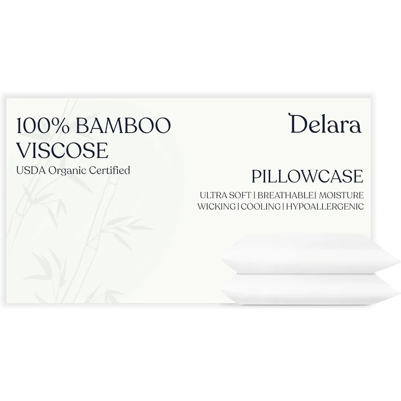 Delara Viscose Derived from Bamboo Pillowcases, Ultra-Soft, Cooling & Breathable Pillowcase Set