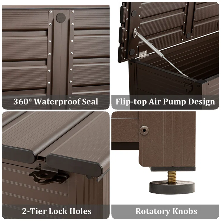 TECSPACE 35.4'' W 53 Gallons Water Resistant Metal Lockable Deck Box