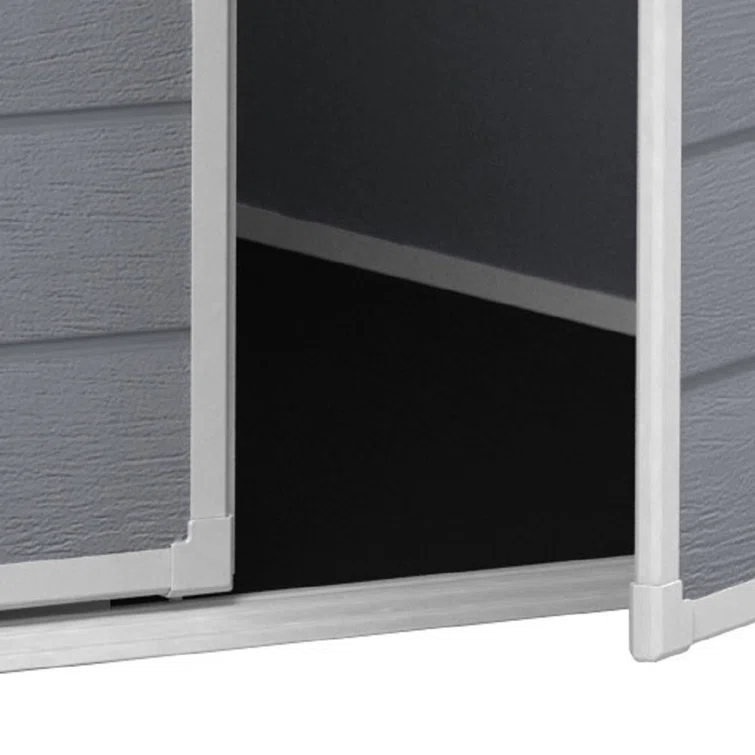 Keter Manor 6x8 ft. Durable Resin Outdoor Storage Shed With Floor and Double Doors for Garden Patio Furniture and Tools, Grey