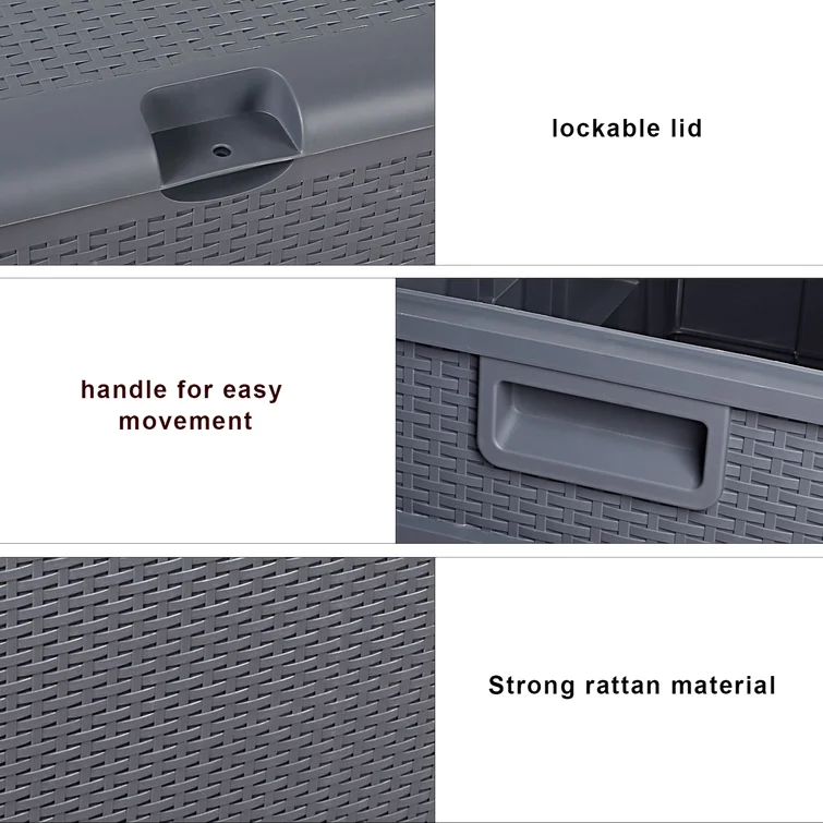 Winado 47'' W 120 Gallons Water Resistant Plastic Lockable Deck Box