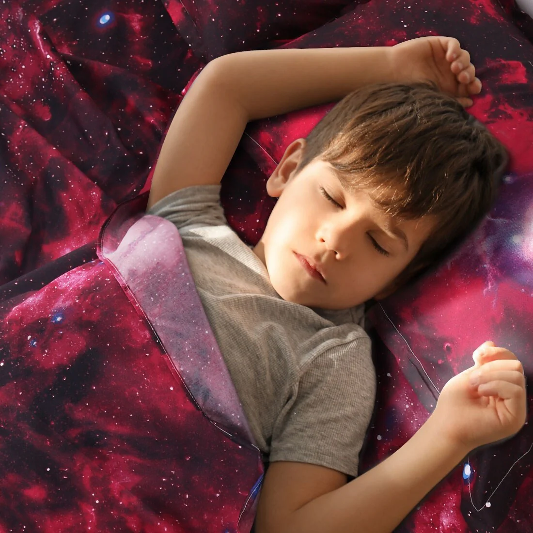 4Pcs Galaxy Sheet Set Bedding Set Soft Bed Sheets Red