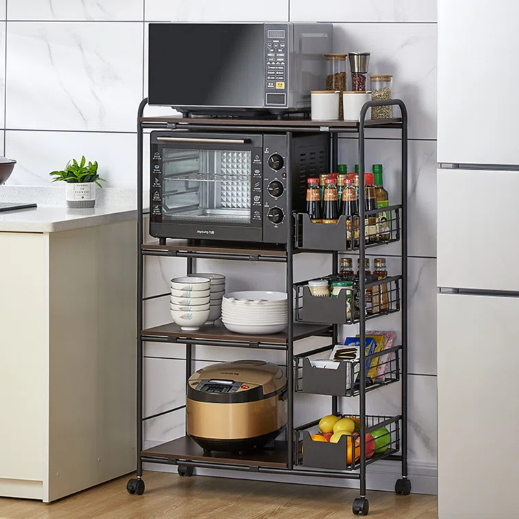 45" H X 28" W X 14" D Kitchen Freestanding Storage Rack with Wheel