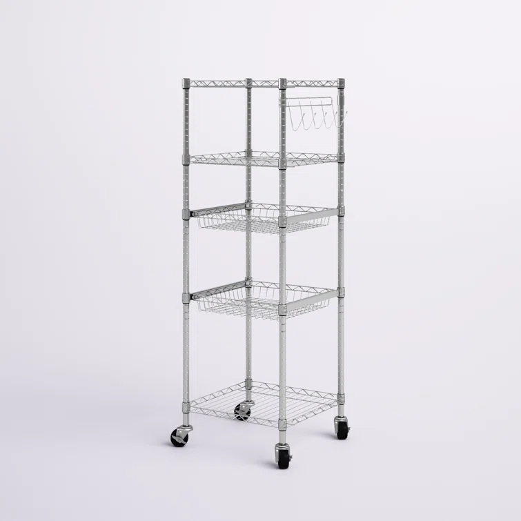 18'' W Steel Height -Adjustable Shelving Unit with Wheels