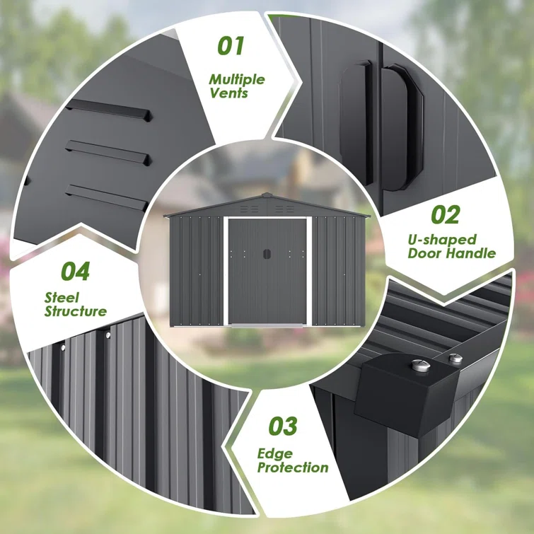 8 ft. W x 6 ft. D Metal Storage Shed