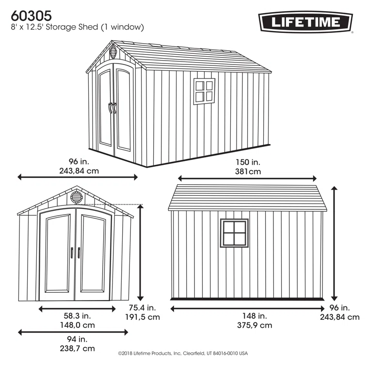 8 Ft. x 12.5 Ft. High-Density Polyethylene (Plastic) Steel Reinforced Outdoor Storage Shed