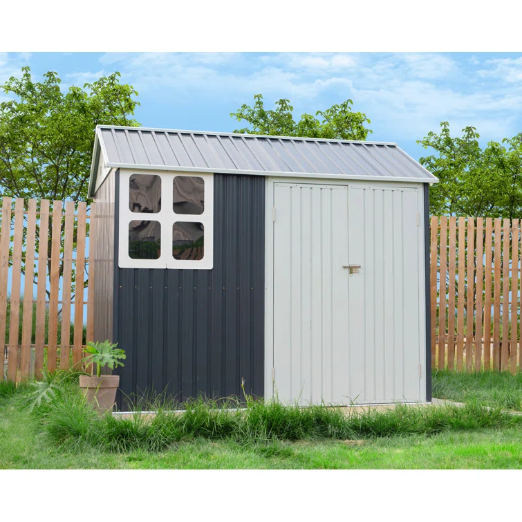 8 ft. W x 6 ft. D Metal Corner Storage Shed