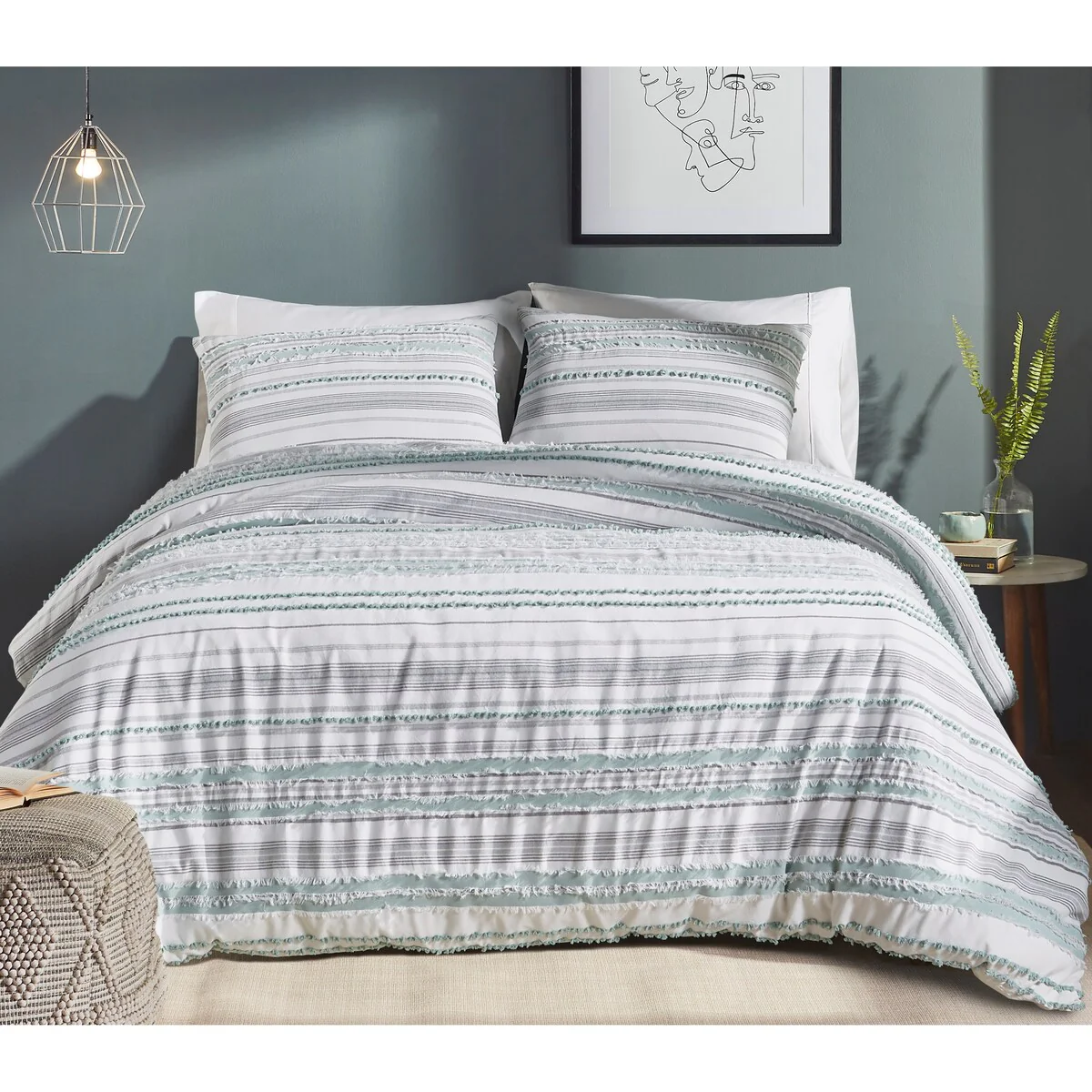 Better Trends Diana Stripe Comforter Set, 100% Cotton Soft & Dobby Weave Luxurious Design Durable and Resistant Machine Washable
