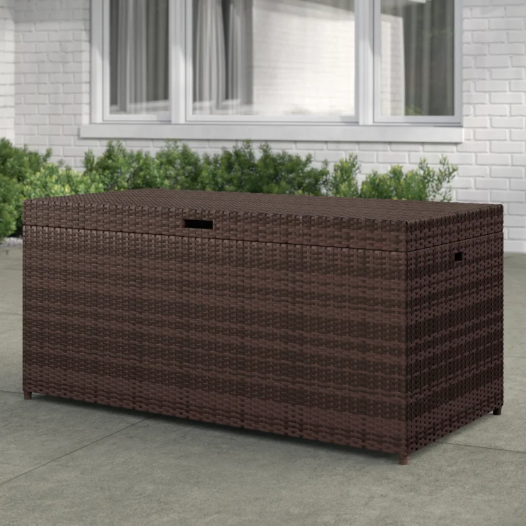 Latitude Run® Adelita 52'' W 100 Gallons Water Resistant Wicker Deck Box in Brown