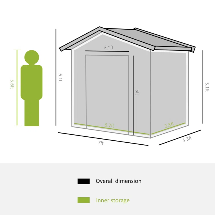 11 ft. W x 13 ft. D Stainless Steel Tool Shed