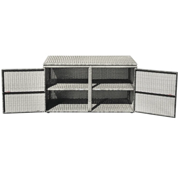 FORCLOVER 45'' W 88 Gallons Wicker Deck Box in Gray