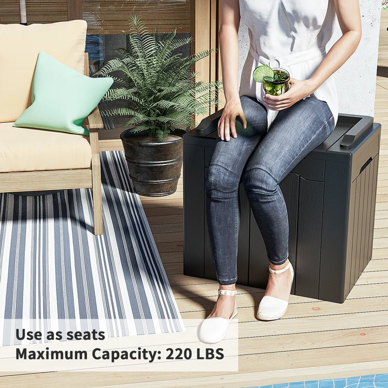 Devoko 32 Gallon Water Resistant Lockable Deck Box With Seat
