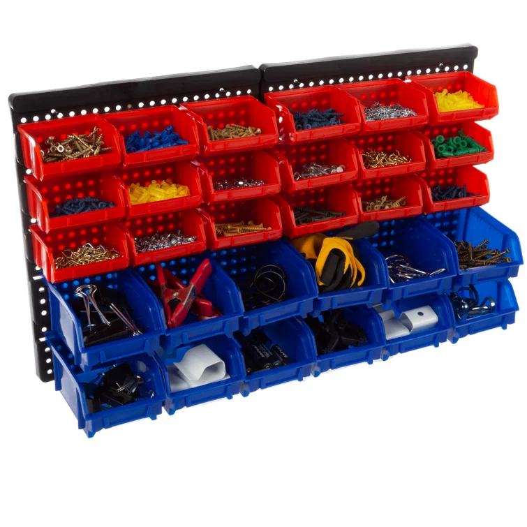 Wall-Mounted Garage Storage Bins for Garage Organization, Craft Supply Storage, Tool Box Organizer