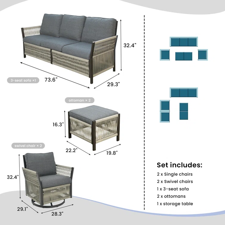 Buenhomino 5 - Person Outdoor Seating Group with Cushions