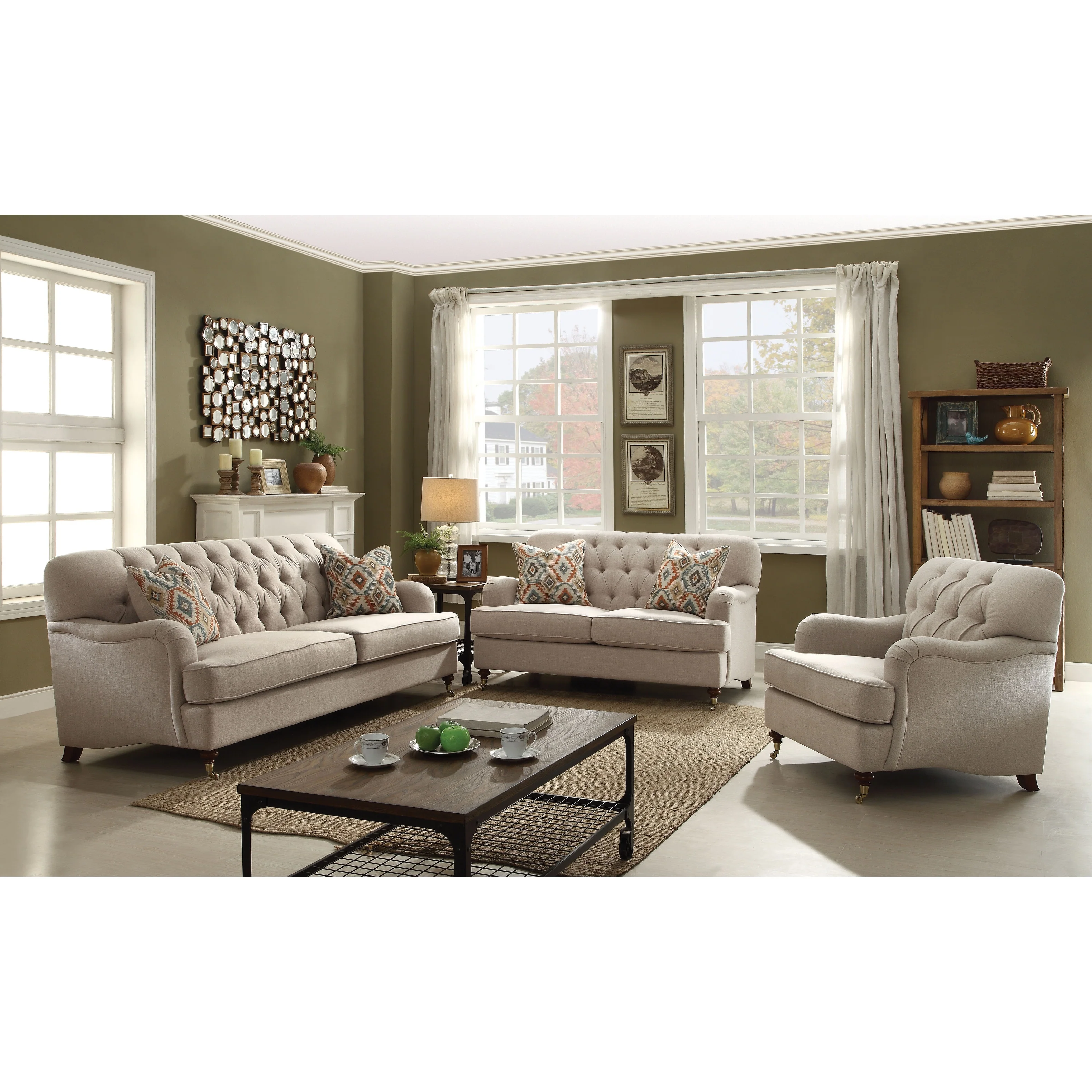 ACME Alianza Sofa (w/2 Pillows) in Beige Fabric