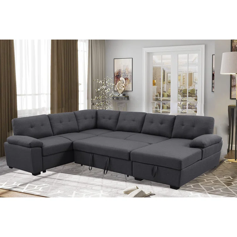 Upholstered Sectional Sleeper Sofa & Chaise