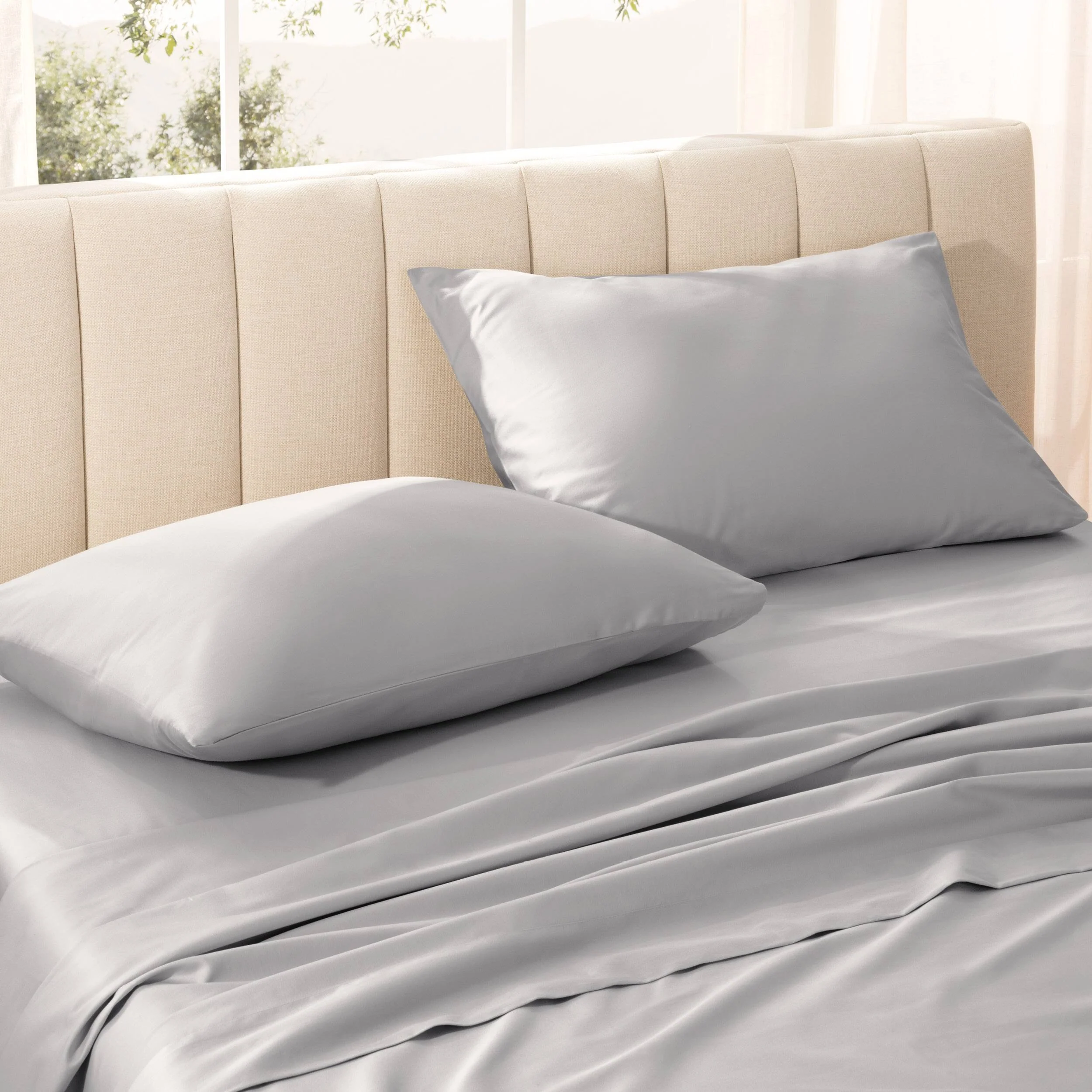 Bare Home Organic Cotton Pillowcase Set - Silky Smooth Sateen Weave