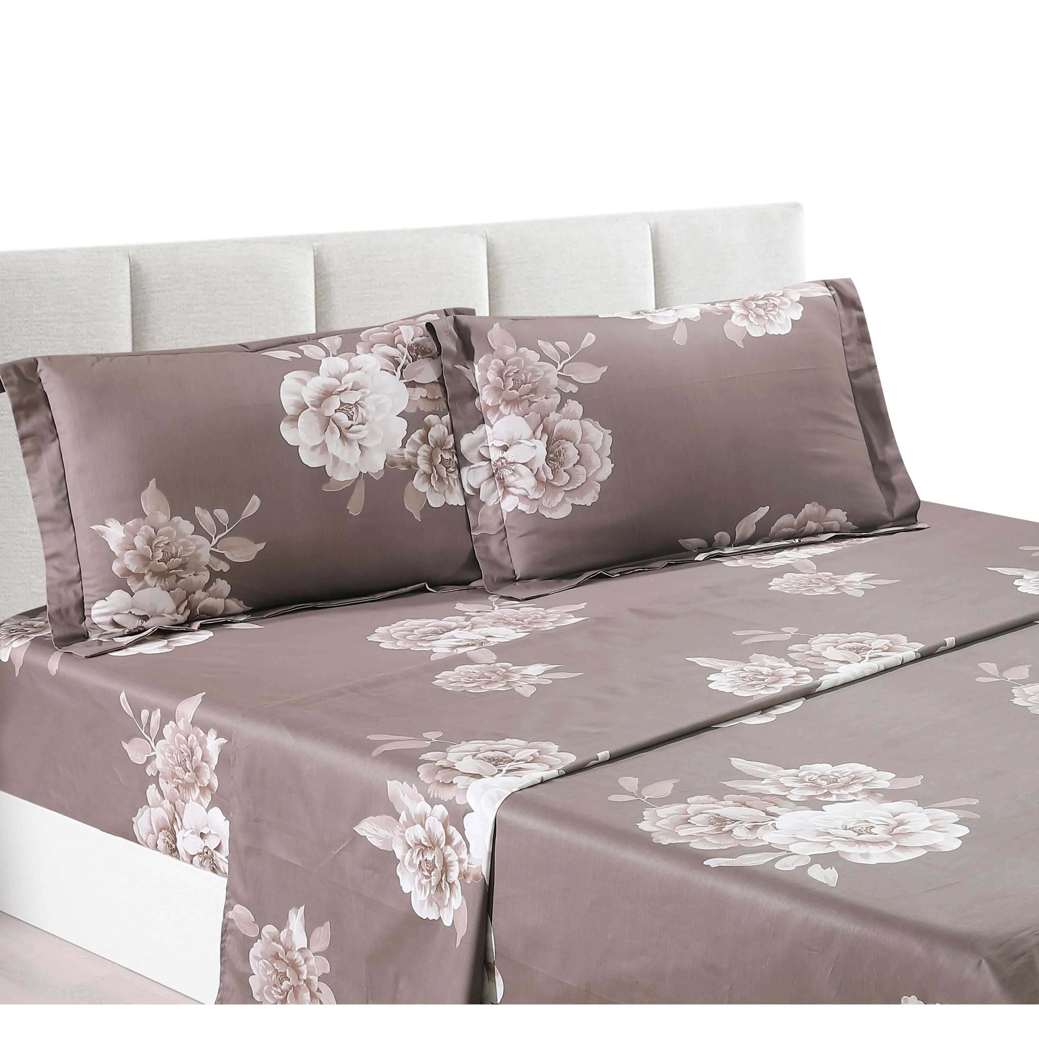 Marrisa Brown Floral 100% Cotton Sheet set with pillowcase