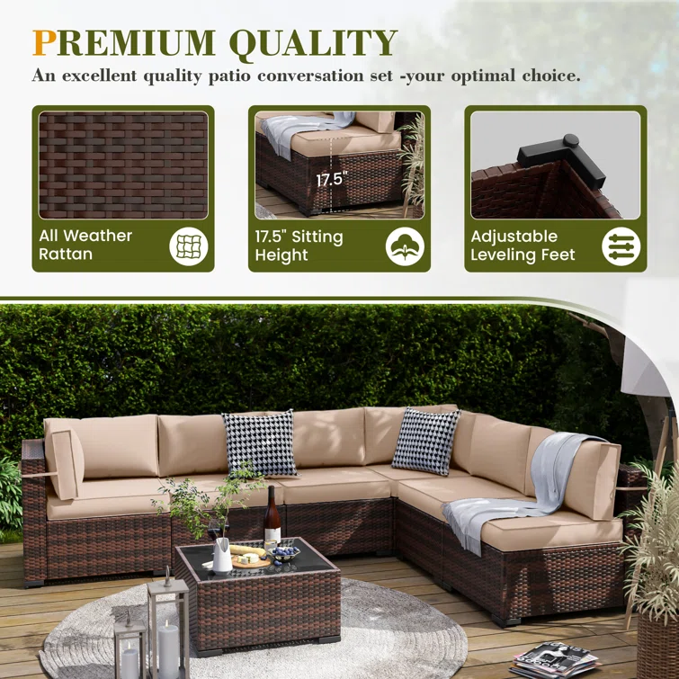6 - Person Outdoor Seating Group with Cushions