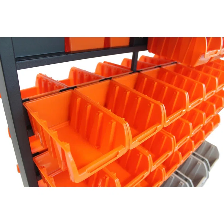35.5" W x 19.75" D x 48.5" H Dual Sided Rolling Bin Rack