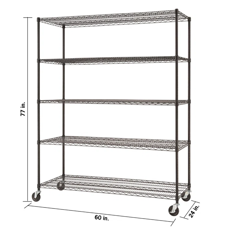60'' W Steel Height -Adjustable Shelving Unit with Wheels