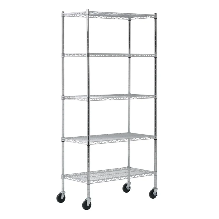 Mobile 36'' W Steel Shelving Unit with Wheels