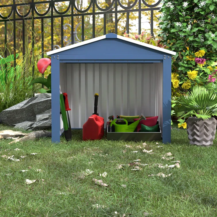 3 ft. W x 3 ft. D Galvanized Steel Garbage Shed, Used for Outdoor Small Tools Storage