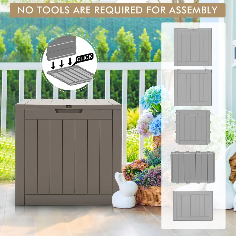 Costway 22'' W 30 Gallons Water Resistant Plastic Deck Box