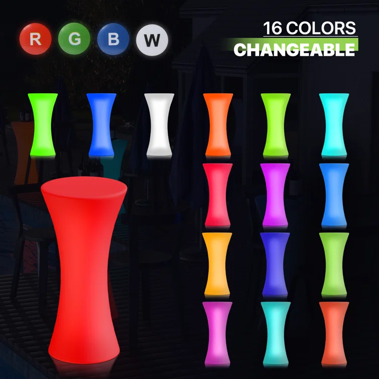 3 Piece 2 - Person LED Light Up Bar Stool and Table Modern Design Set